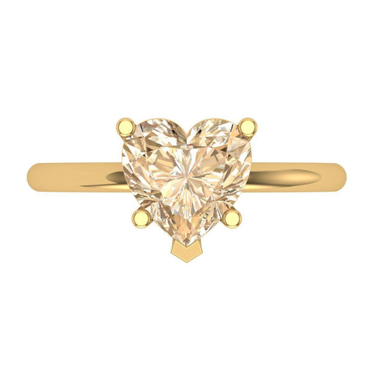2 cttw Natural Morganite Solitaire  Engagement Ring - Solid Yellow Gold (VVS1, Heart Cut,8mm)