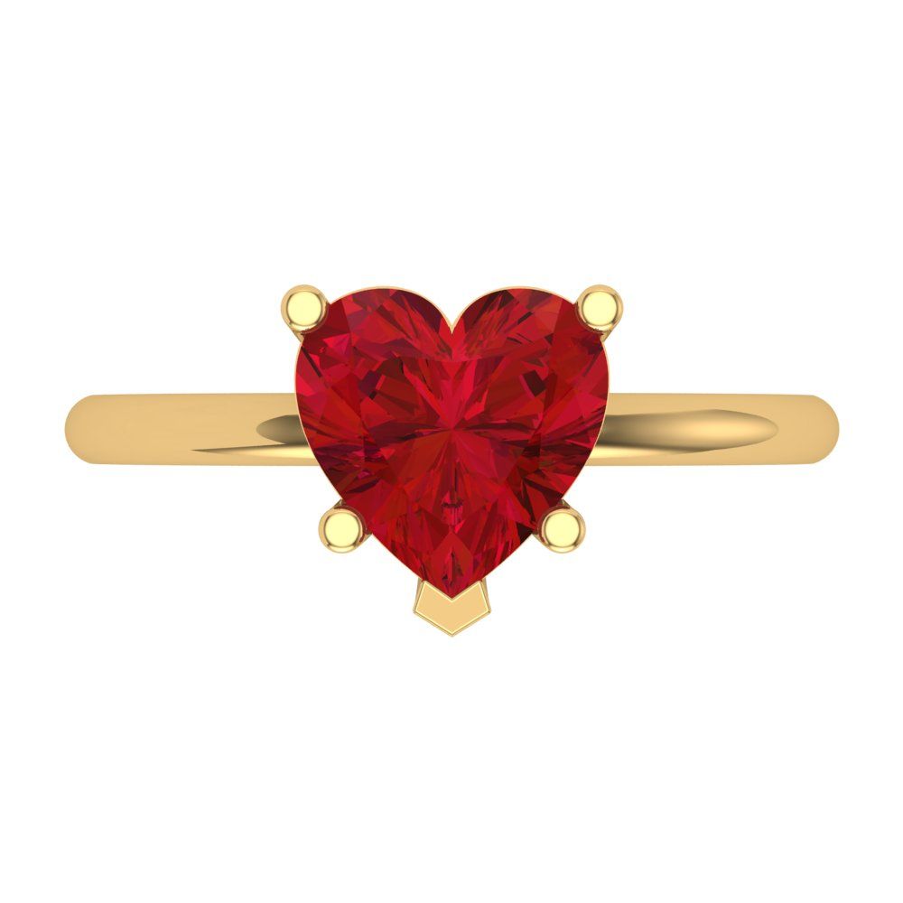 2.0 ct Brilliant Heart Cut Simulated Pink Tourmaline Stone Yellow Gold Solitaire Engagement Ring