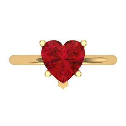 2.0 ct Brilliant Heart Cut Simulated Pink Tourmaline Stone Yellow Gold Solitaire Engagement Ring