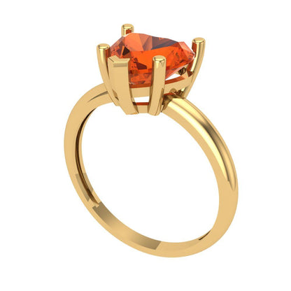 2 cttw Zirconia Simulated Red Diamond Solitaire  Engagement Ring - Solid Gold (VVS1, Heart Cut,8mm)