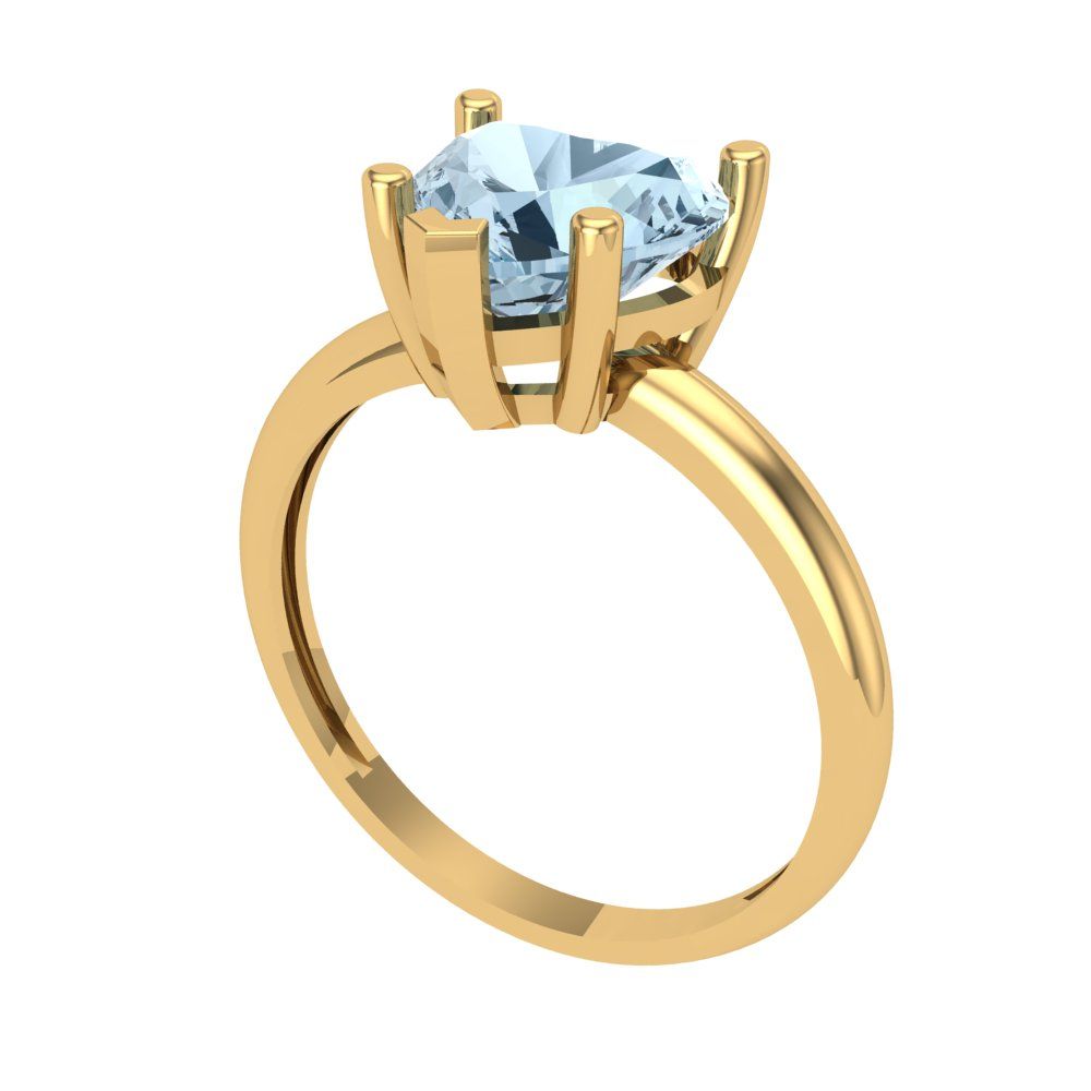 2 cttw Natural Aquamarine Solitaire  Engagement Ring - Solid Gold (Heart Cut,8mm)