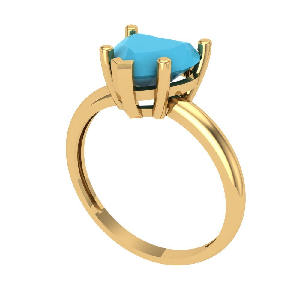 2 cttw Simulated Turquoise Solitaire  Engagement Ring - Solid Gold (Heart Cut,8mm)