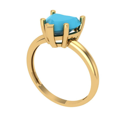 2 cttw Simulated Turquoise Solitaire  Engagement Ring - Solid Gold (Heart Cut,8mm)
