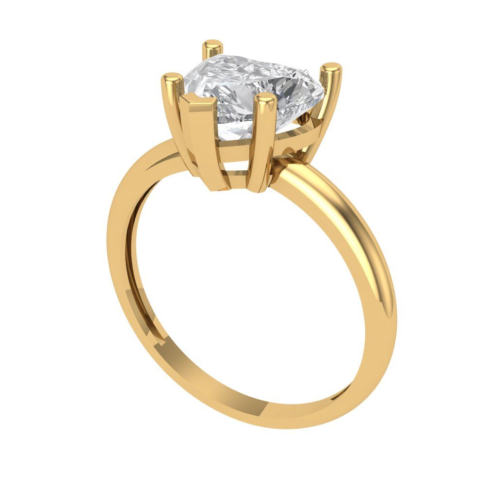 2 cttw White Sapphire Solitaire  Engagement Ring - Solid Gold (Heart Cut,8mm)
