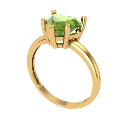 2 cttw Natural Peridot Solitaire  Engagement Ring - Solid Gold (Heart Cut,8mm)