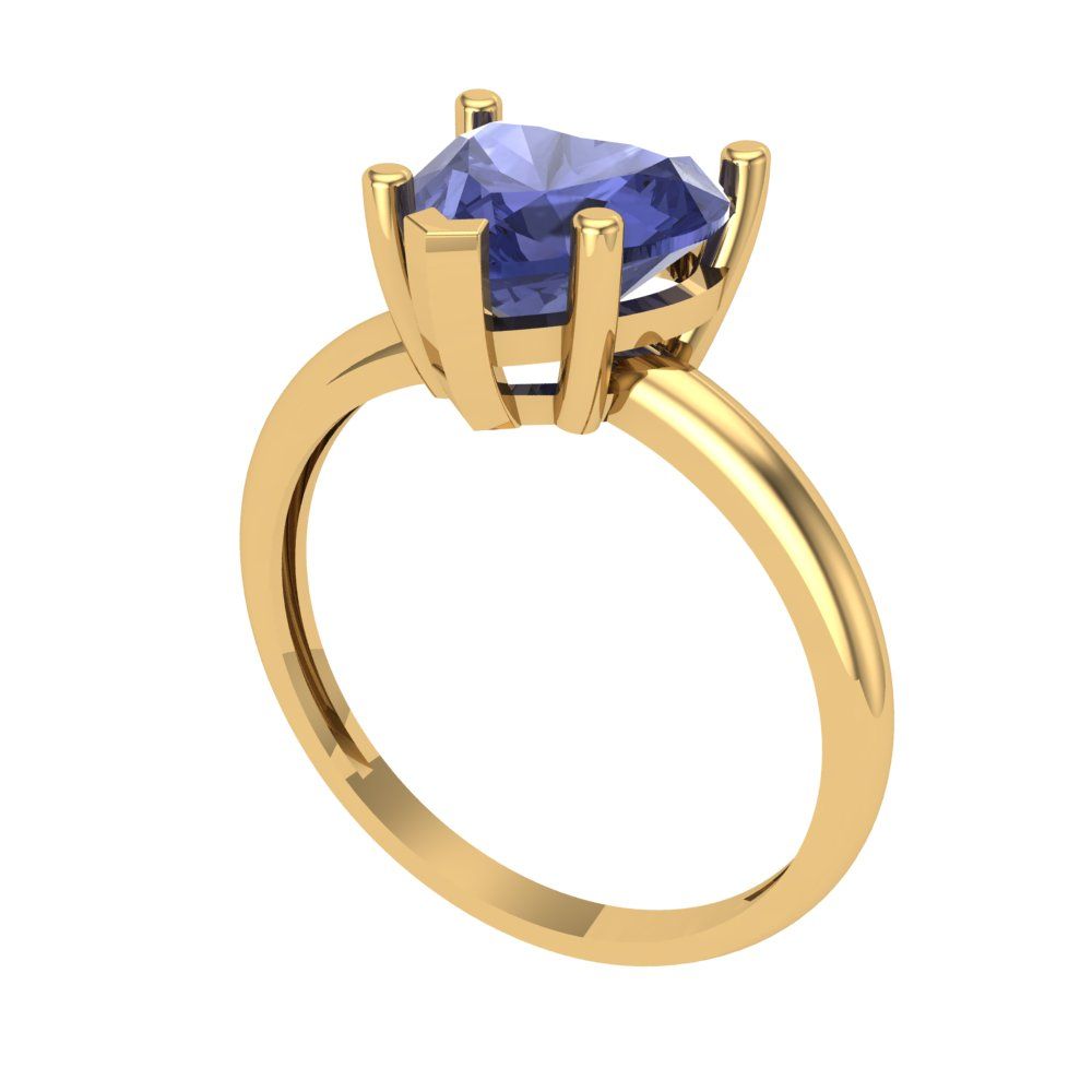 2 cttw Simulated Tanzanite Solitaire  Engagement Ring - Solid Gold (Heart Cut,8mm)