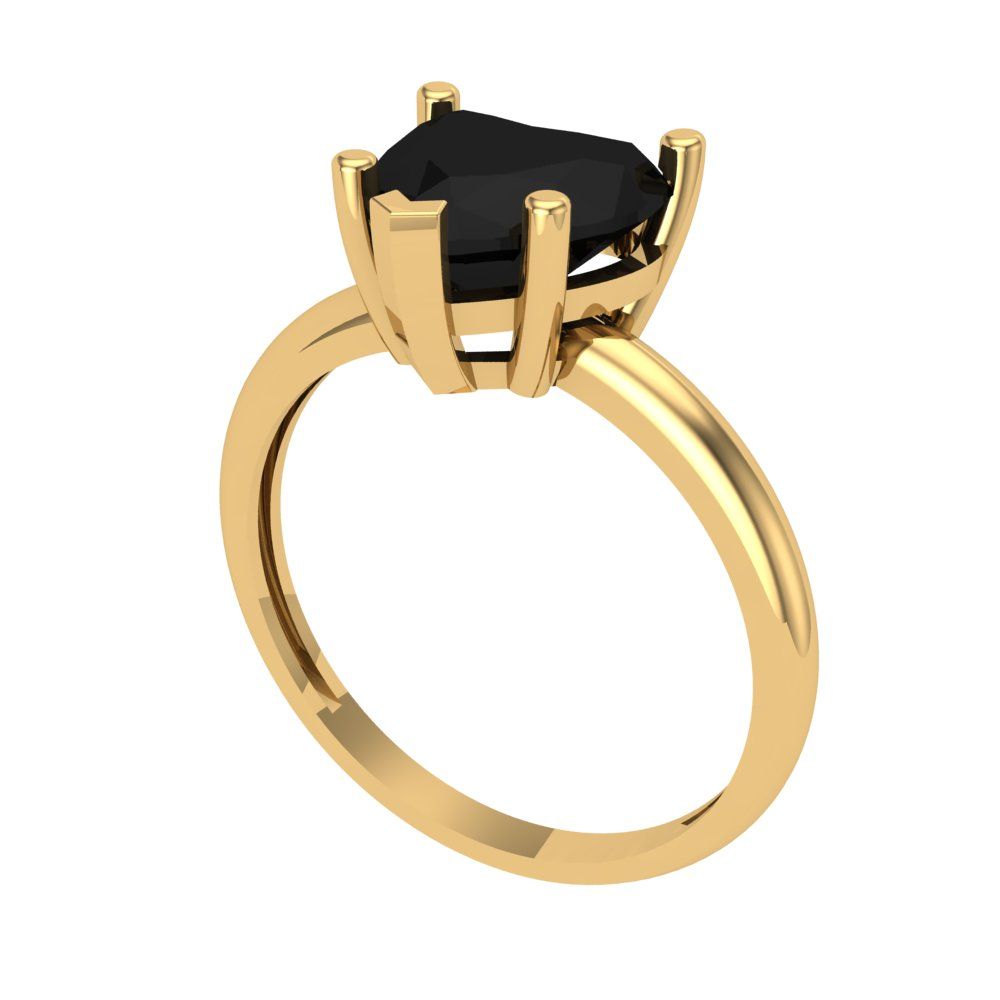 2 cttw Natural Onyx Solitaire  Engagement Ring - Solid Gold (Heart Cut,8mm)