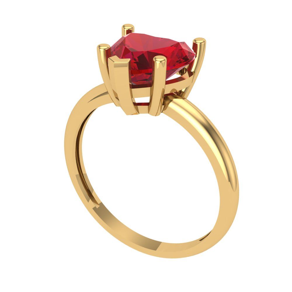 2.0 ct Brilliant Heart Cut Simulated Pink Tourmaline Stone Yellow Gold Solitaire Engagement Ring