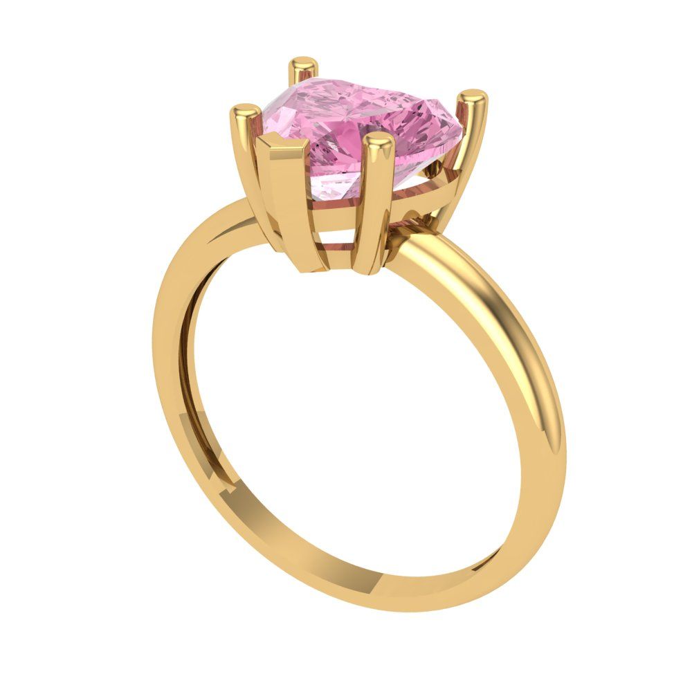 2 cttw Zirconia Simulated Pink Diamond Solitaire  Engagement Ring - Solid Gold (VVS1, Heart Cut,8mm)