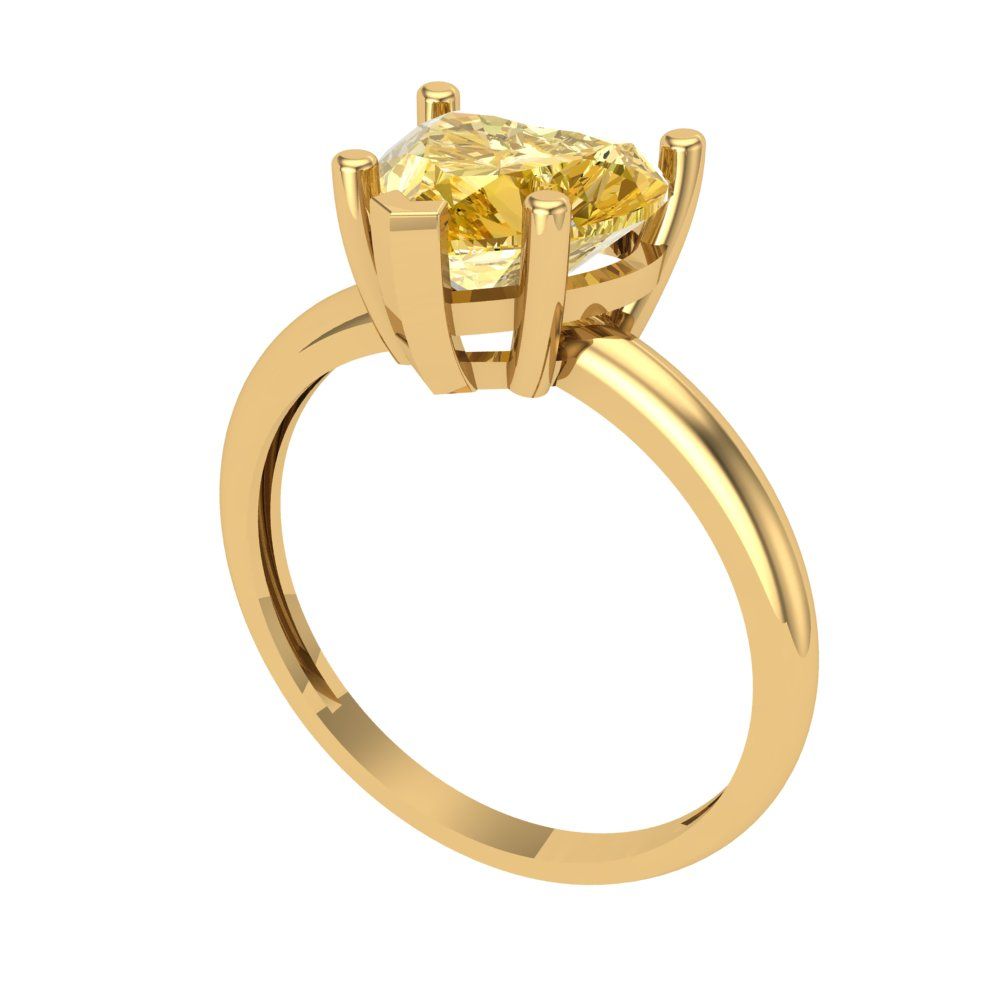 2 cttw Yellow Moissanite Solitaire  Engagement Ring - Solid Gold (Heart Cut,8mm)