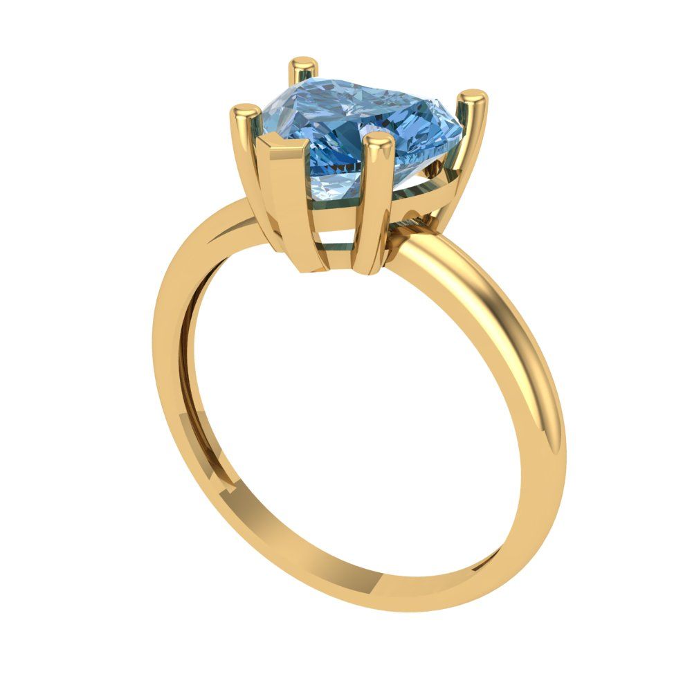 2 cttw Zirconia Simulated Blue Diamond Solitaire  Engagement Ring - Solid Gold (VVS1, Heart Cut,8mm)