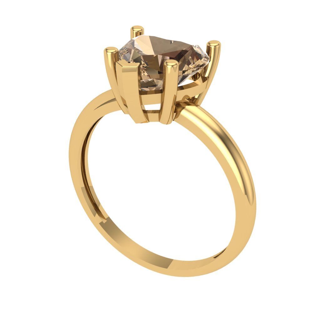 2 cttw Zirconia Simulated Champagne Diamond Solitaire  Engagement Ring - Solid Gold (VVS1, Heart Cut,8mm)