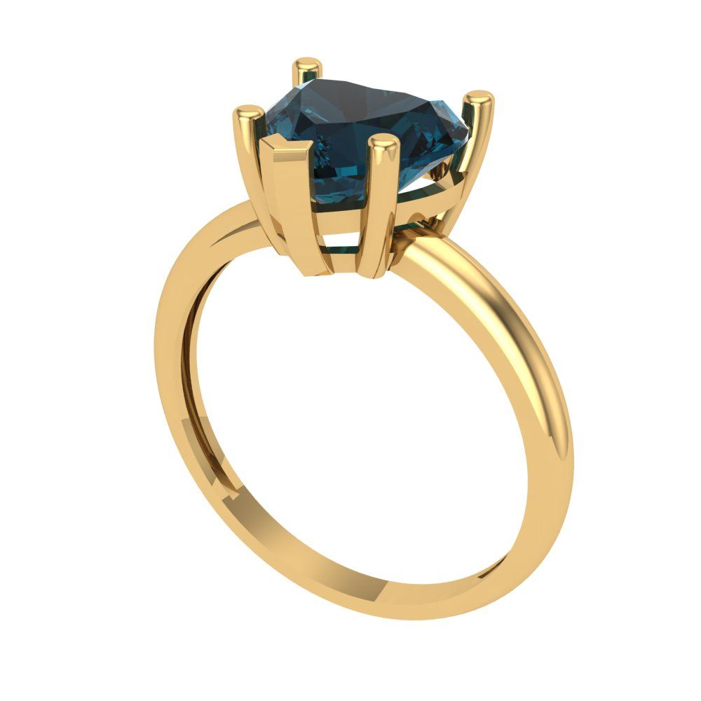 2 cttw Natural London Blue Topaz Solitaire  Engagement Ring - Solid Gold (Heart Cut,8mm)