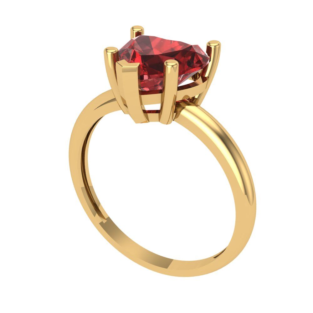 2 cttw Natural Garnet Solitaire  Engagement Ring - Solid Gold (Heart Cut,8mm)