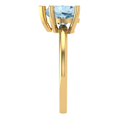 2 cttw Natural Sky Blue Topaz Solitaire  Engagement Ring - Solid Gold (Heart Cut,8mm)