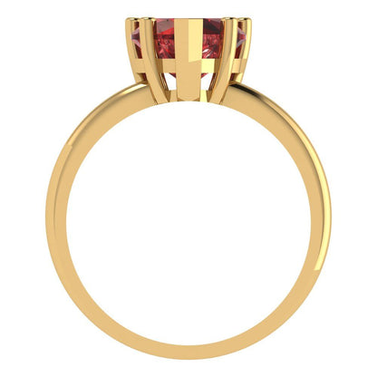 2 cttw Natural Garnet Solitaire  Engagement Ring - Solid Gold (Heart Cut,8mm)
