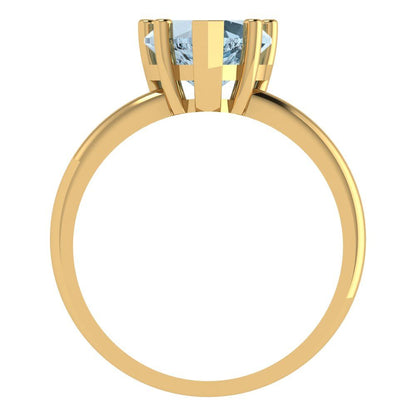 2 cttw Zirconia Simulated Blue Diamond Solitaire  Engagement Ring - Solid Gold (VVS1, Heart Cut,8mm)