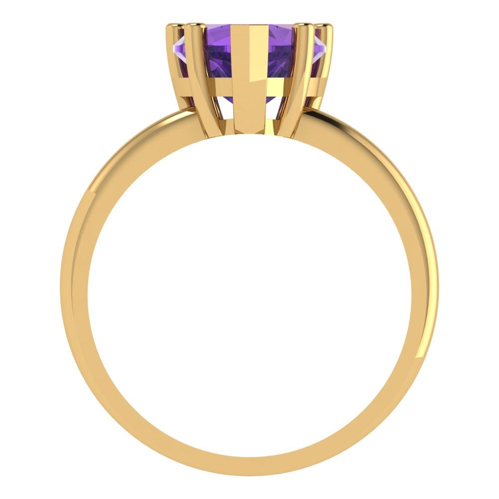 2 cttw Natural Amethyst Solitaire  Engagement Ring - Solid Gold (Heart Cut,8mm)