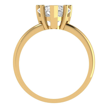 2 cttw White Sapphire Solitaire  Engagement Ring - Solid Gold (Heart Cut,8mm)