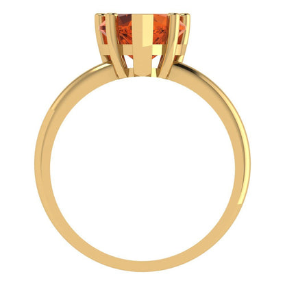 2 cttw Zirconia Simulated Red Diamond Solitaire  Engagement Ring - Solid Gold (VVS1, Heart Cut,8mm)