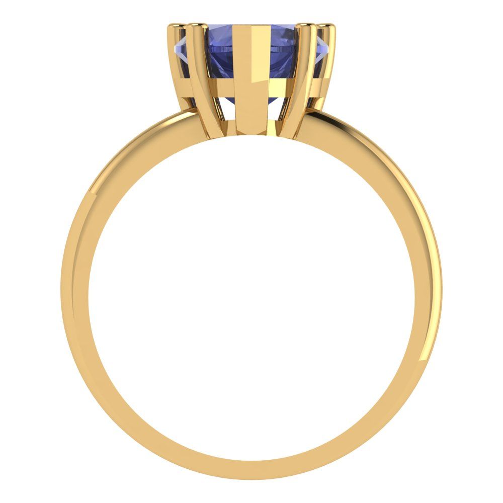 2 cttw Simulated Tanzanite Solitaire  Engagement Ring - Solid Gold (Heart Cut,8mm)