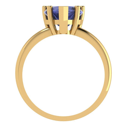 2 cttw Simulated Tanzanite Solitaire  Engagement Ring - Solid Gold (Heart Cut,8mm)