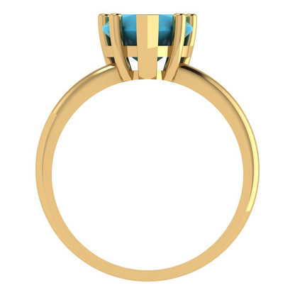 2 cttw Simulated Turquoise Solitaire  Engagement Ring - Solid Gold (Heart Cut,8mm)