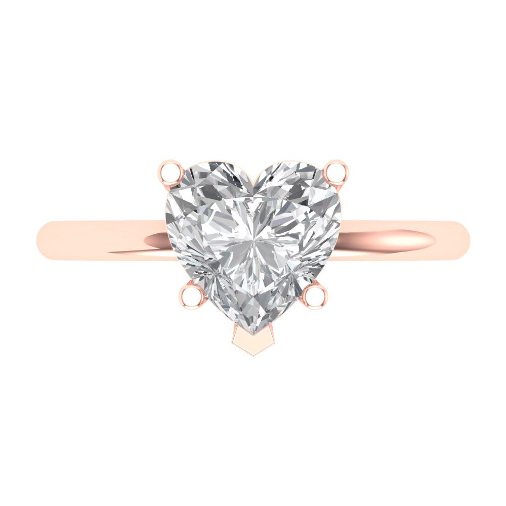 2 cttw Zirconia Simulated Diamond Solitaire  Engagement Ring - Solid Gold (VVS1, Heart Cut,8mm)