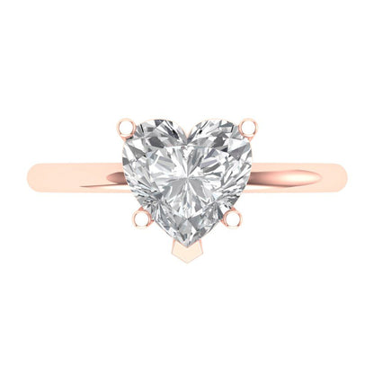 2 cttw Zirconia Simulated Diamond Solitaire  Engagement Ring - Solid Gold (VVS1, Heart Cut,8mm)