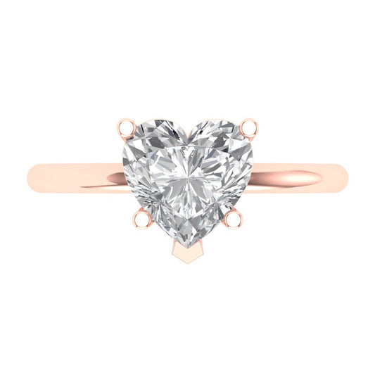 2 cttw Zirconia Simulated Diamond Solitaire  Engagement Ring - Solid Rose Gold (VVS1, Heart Cut,8mm)