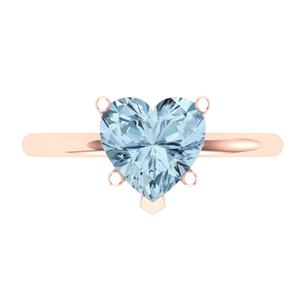 2 cttw Natural Swiss Blue Topaz Solitaire  Engagement Ring - Solid Gold (Heart Cut,8mm)