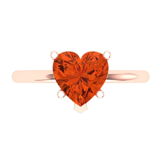 2 cttw Zirconia Simulated Red Diamond Solitaire  Engagement Ring - Solid Rose Gold (VVS1, Heart Cut,8mm)