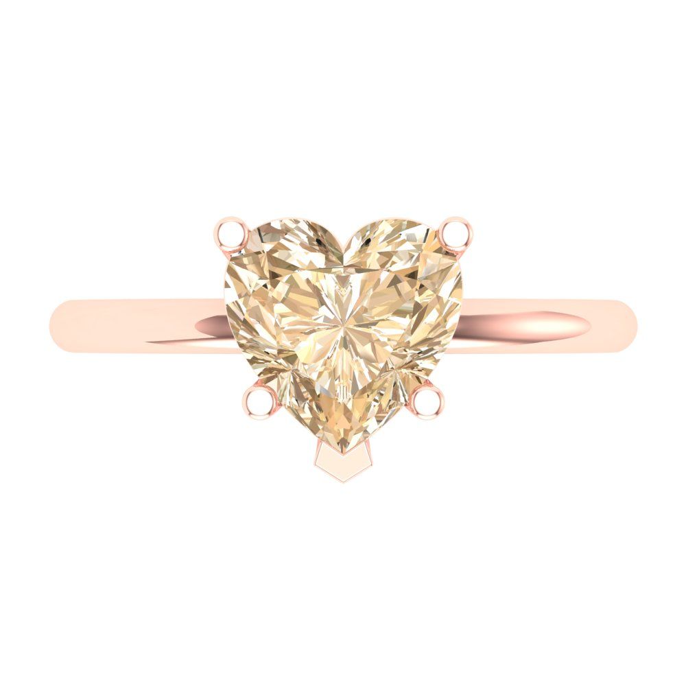 2 cttw Natural Morganite Solitaire  Engagement Ring - Solid Gold (Heart Cut,8mm)