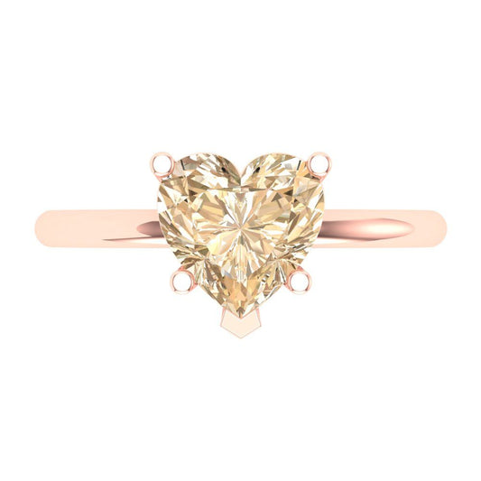 2 cttw Natural Morganite Solitaire  Engagement Ring - Solid Rose Gold (VVS1, Heart Cut,8mm)
