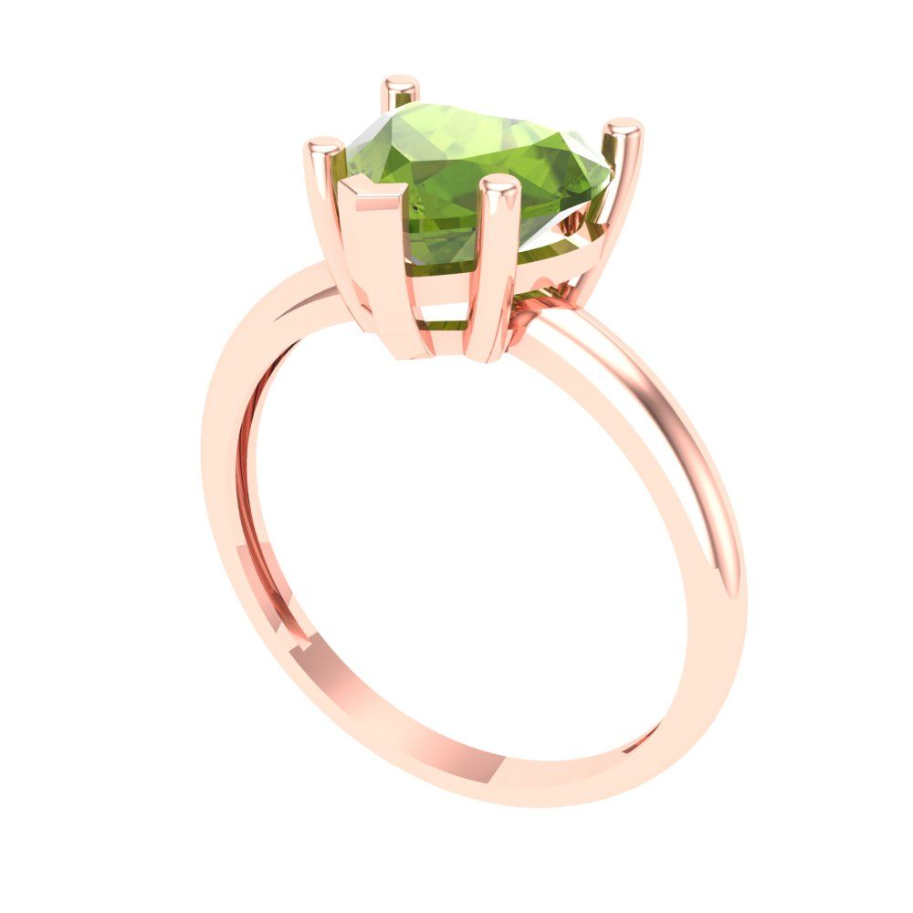 2 cttw Natural Peridot Solitaire  Engagement Ring - Solid Gold (Heart Cut,8mm)