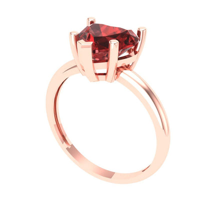 2 cttw Natural Garnet Solitaire  Engagement Ring - Solid Gold (Heart Cut,8mm)