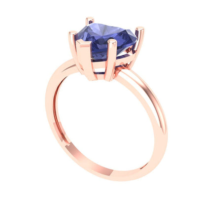 2 cttw Simulated Tanzanite Solitaire  Engagement Ring - Solid Gold (Heart Cut,8mm)