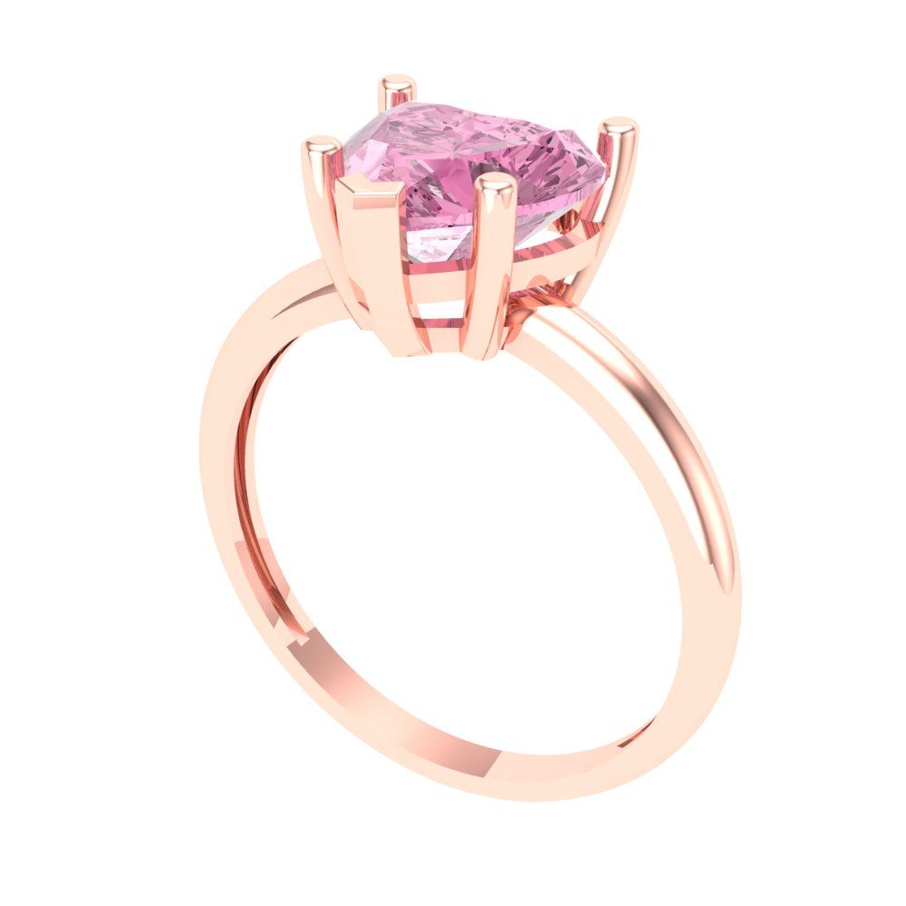 2 cttw Zirconia Simulated Pink Diamond Solitaire  Engagement Ring - Solid Gold (VVS1, Heart Cut,8mm)