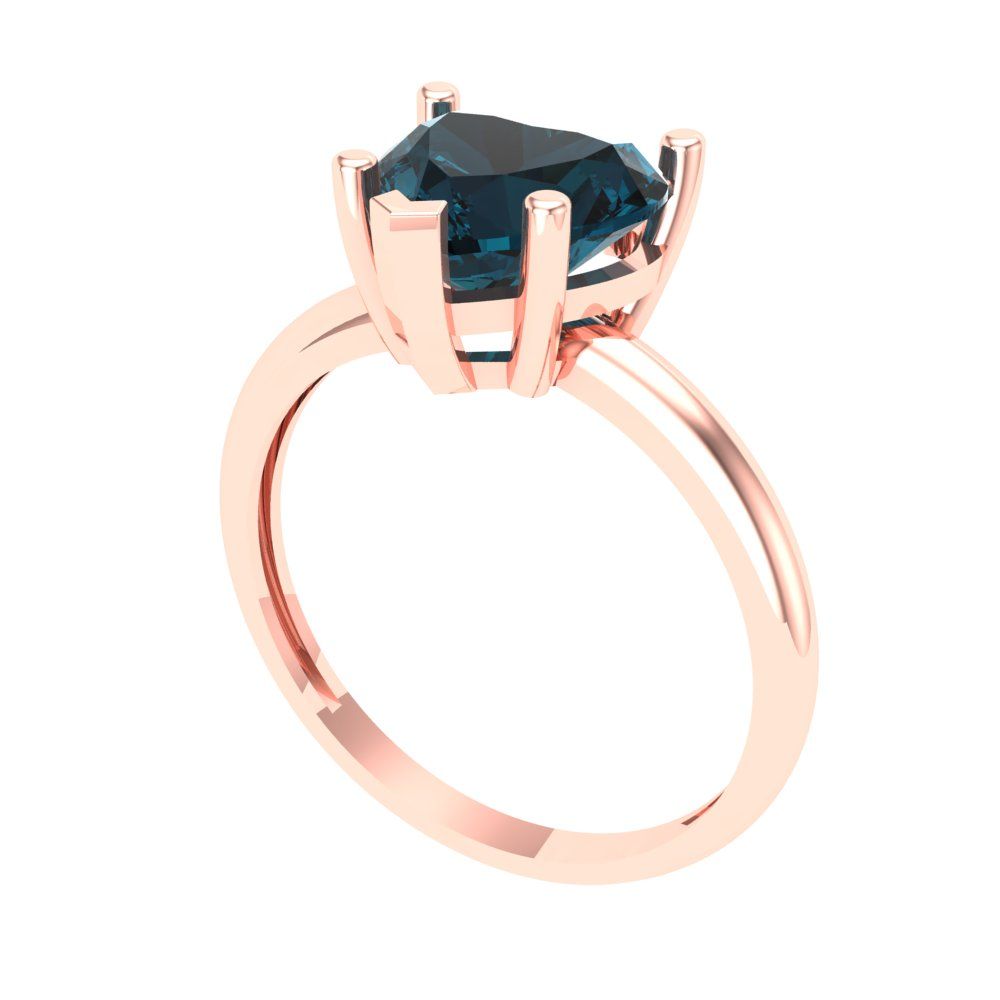 2 cttw Natural London Blue Topaz Solitaire  Engagement Ring - Solid Gold (Heart Cut,8mm)