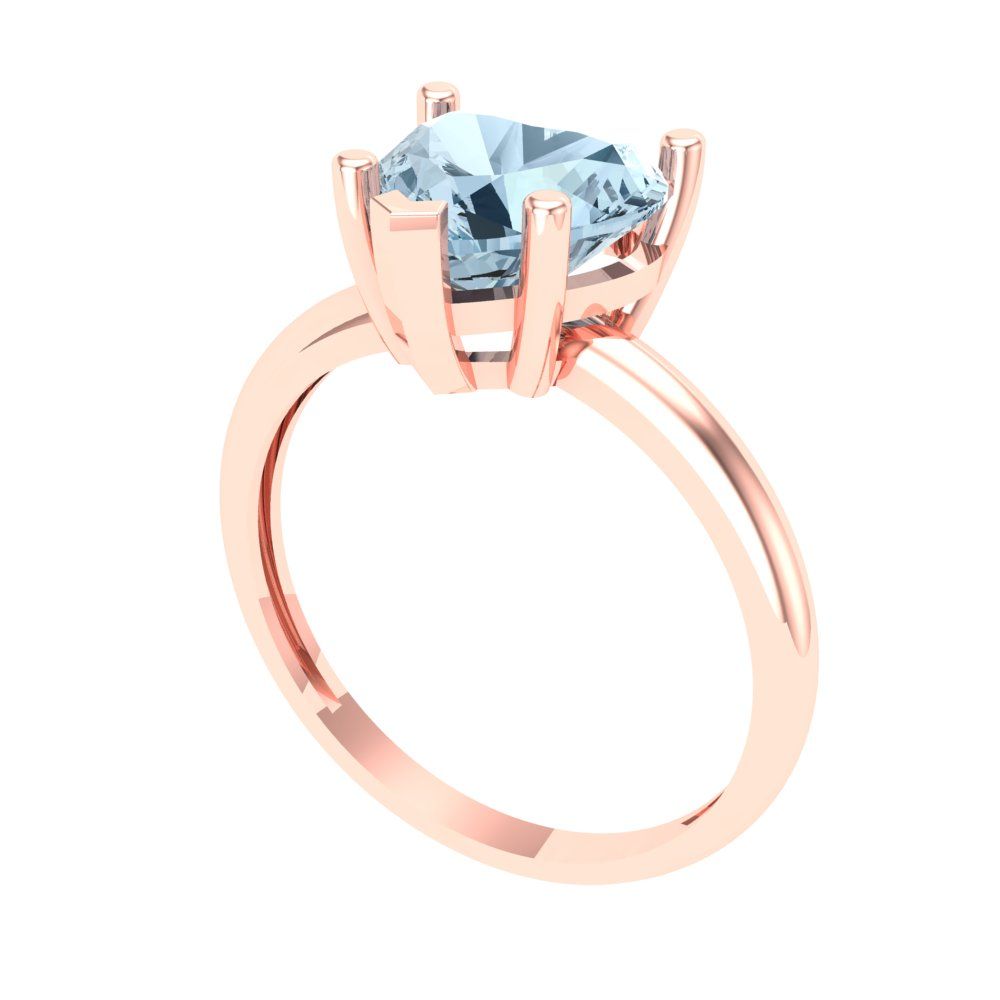 2 cttw Natural Aquamarine Solitaire  Engagement Ring - Solid Gold (Heart Cut,8mm)