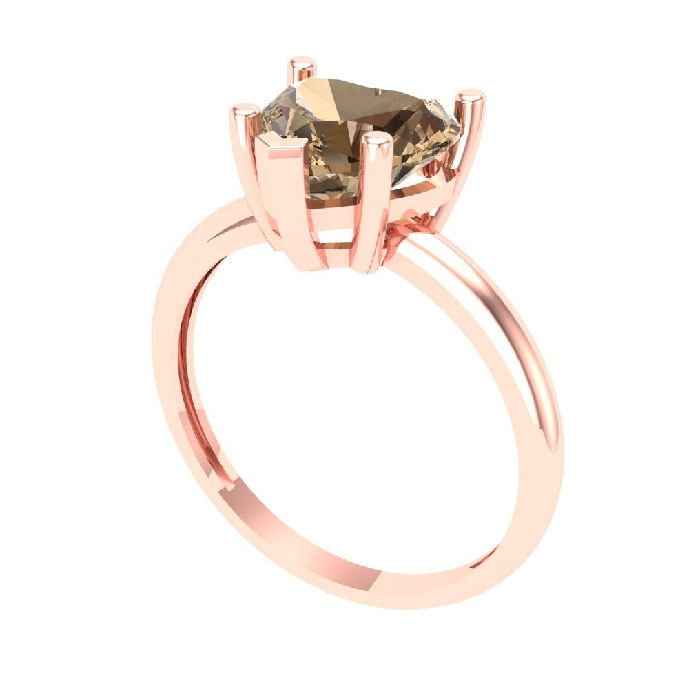 2 cttw Zirconia Simulated Champagne Diamond Solitaire  Engagement Ring - Solid Gold (VVS1, Heart Cut,8mm)
