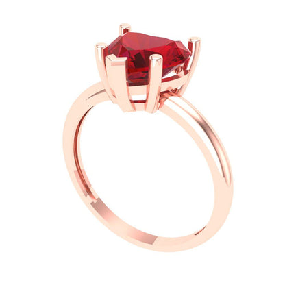 2 cttw Simulated Pink Tourmaline Solitaire  Engagement Ring - Solid Gold (Heart Cut,8mm)
