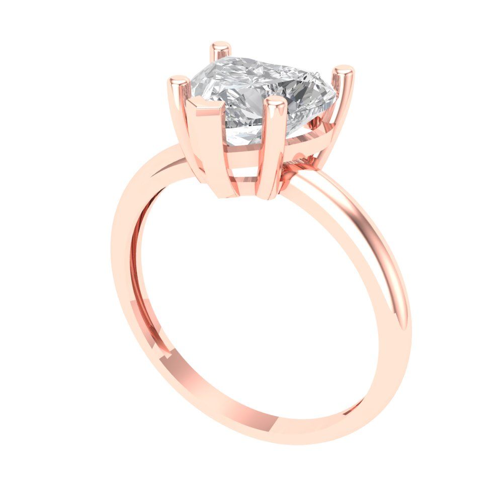 2 cttw White Sapphire Solitaire  Engagement Ring - Solid Gold (Heart Cut,8mm)