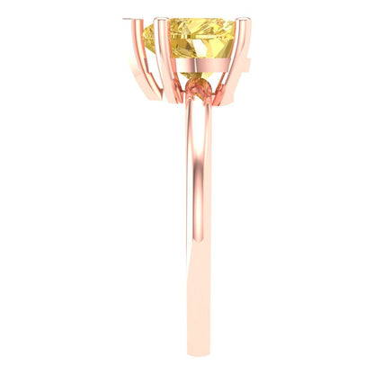 2 cttw Zirconia Simulated Yellow Diamond Solitaire  Engagement Ring - Solid Gold (VVS1, Heart Cut,8mm)