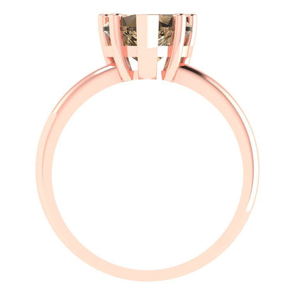 2 cttw Zirconia Simulated Champagne Diamond Solitaire  Engagement Ring - Solid Gold (VVS1, Heart Cut,8mm)