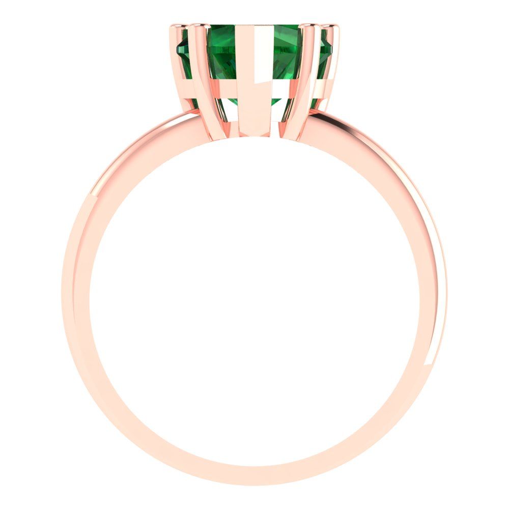 2 cttw Simulated Emerald Solitaire  Engagement Ring - Solid Gold (Heart Cut,8mm)