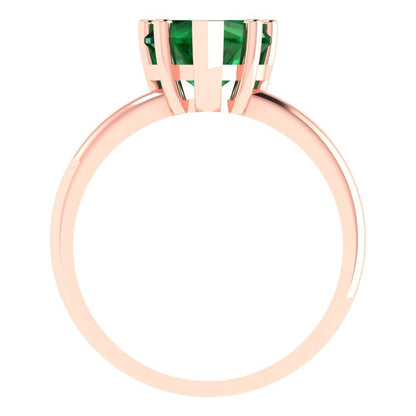 2 cttw Simulated Emerald Solitaire  Engagement Ring - Solid Gold (Heart Cut,8mm)