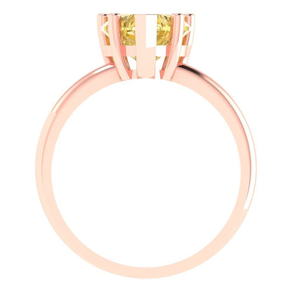 2 cttw Zirconia Simulated Yellow Diamond Solitaire  Engagement Ring - Solid Gold (VVS1, Heart Cut,8mm)
