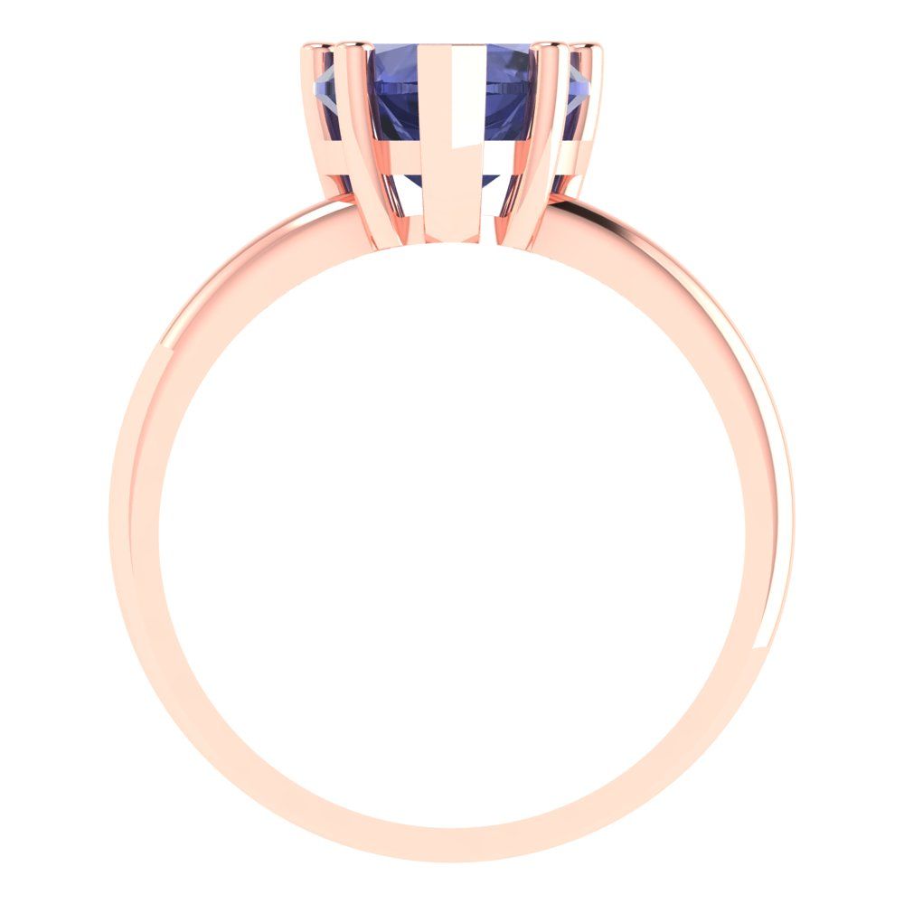 2 cttw Simulated Tanzanite Solitaire  Engagement Ring - Solid Gold (Heart Cut,8mm)