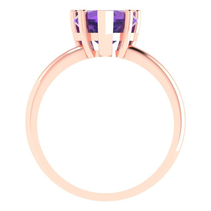 2 cttw Natural Amethyst Solitaire  Engagement Ring - Solid Gold (Heart Cut,8mm)